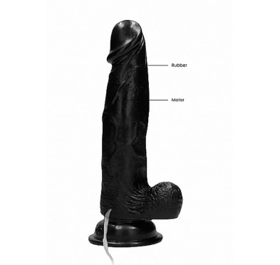 Vibrating Realistic Cock - 8" - With Scrotum - Black